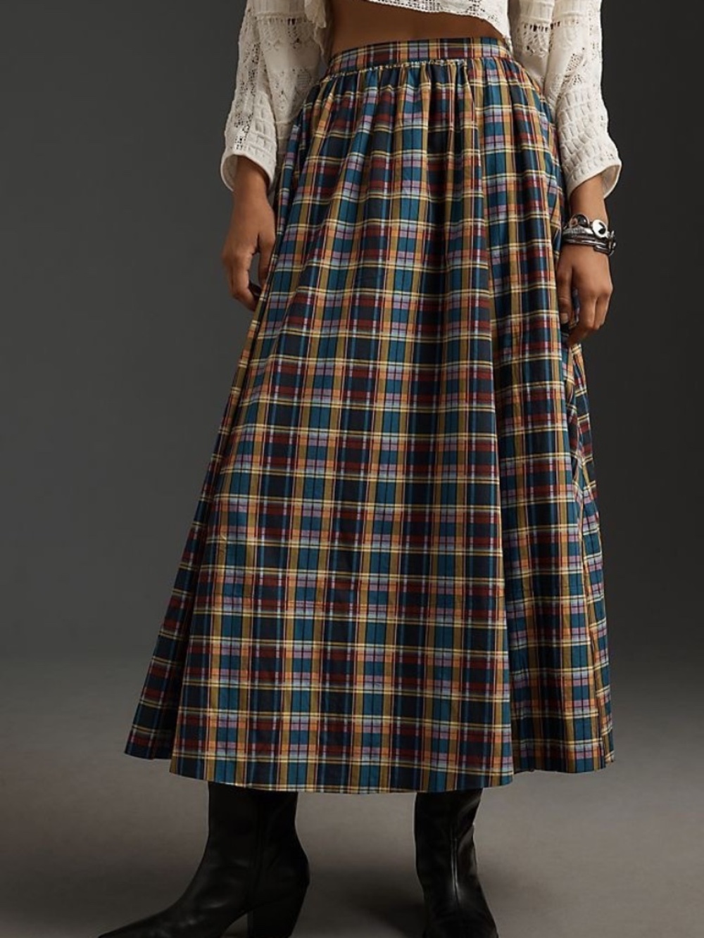Anthropologie Maeve Jacie Plaid Outlander Maxi Skirt S Pockets